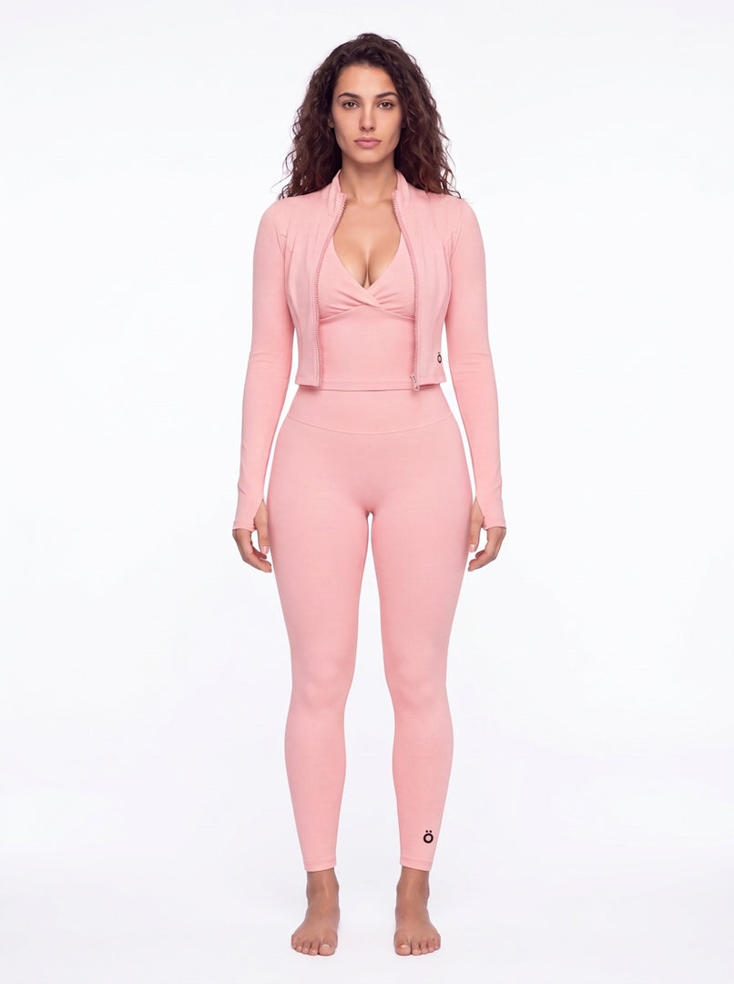 Albina + Arcadia + Honora Cropped Top and Jacket & Leggings 3 Piece Yoga Matching Set
