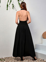 Halter Backless Flared Hem Long Dress | Prom Dress