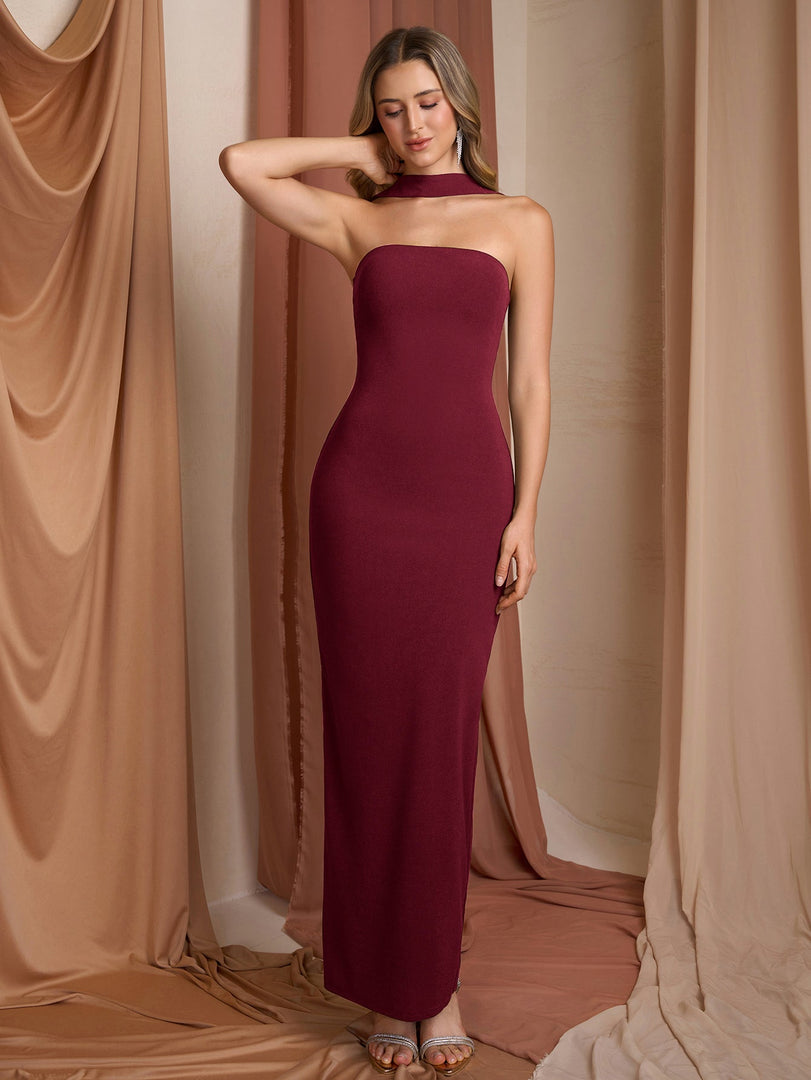 Halter Backless Split Bodycon Long Dress | Prom Dress, Formal Dress