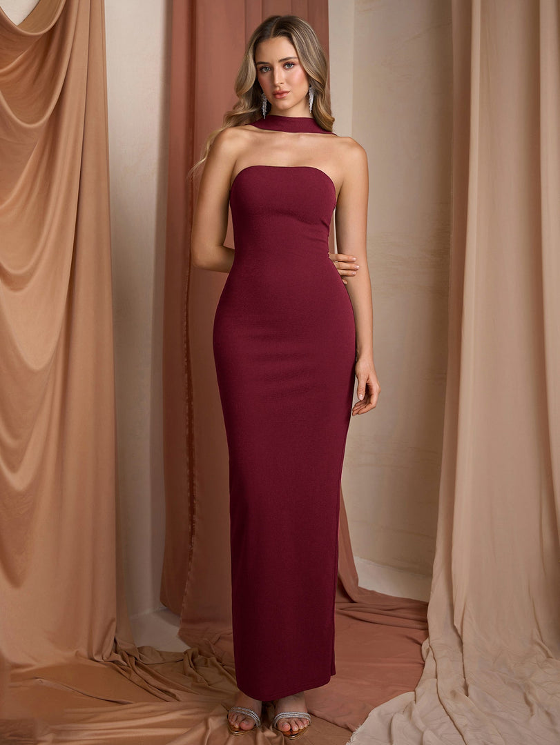 Halter Backless Split Bodycon Long Dress | Prom Dress, Formal Dress