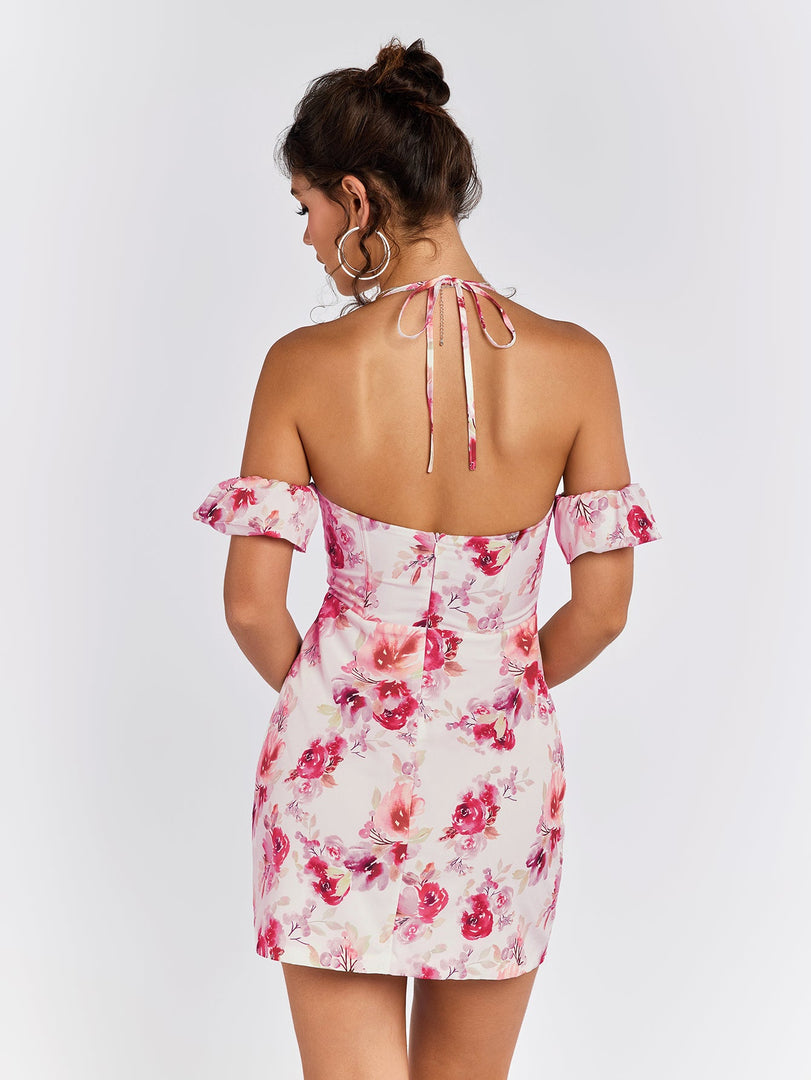 Halter Corset Floral Mini Dress | Vacation Dress