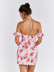 Halter Corset Floral Mini Dress | Vacation Dress