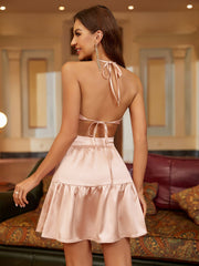 Halter Cut Out Tie Back Mini Dress | Homecoming Dress