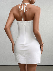 Halter Tie Front Spliced Mini Dress | Homecoming Dress