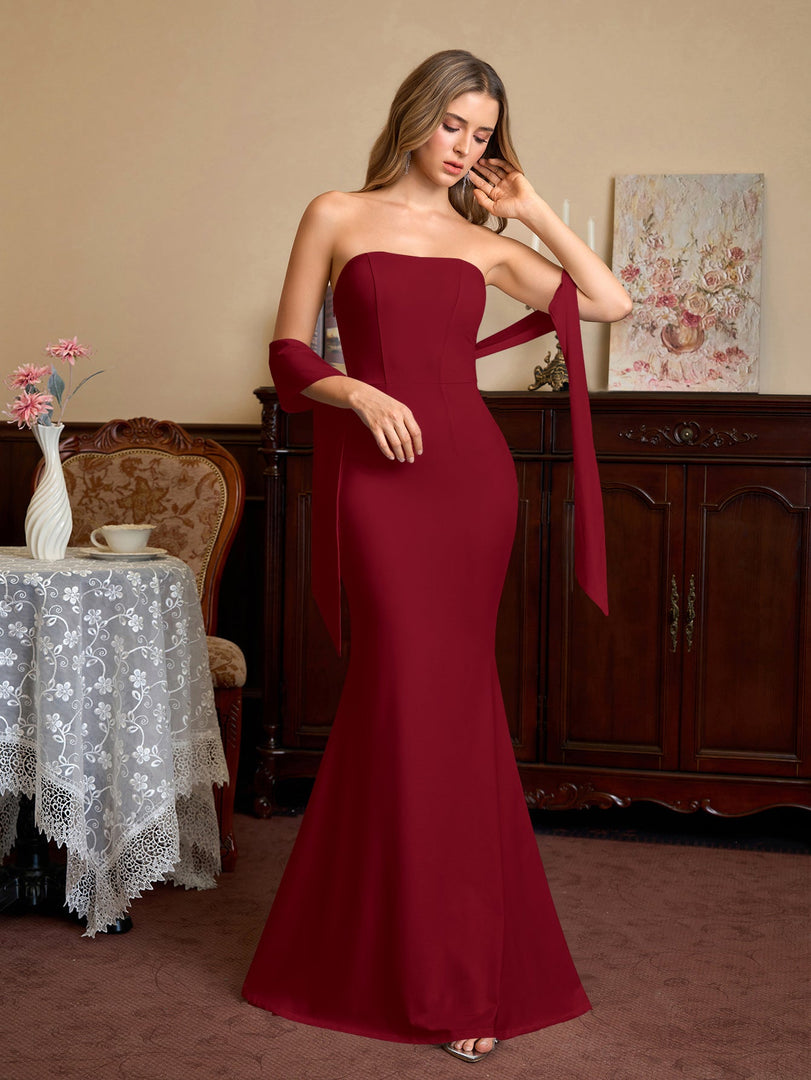Hanging Neck Ribbon Backless Solid Tube Dress | Bridesmaid Dress