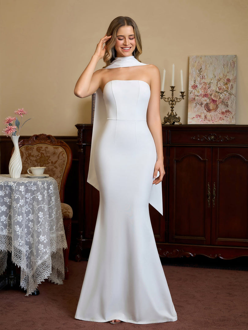 Hanging Neck Ribbon Backless Solid Tube Dress | Bridesmaid Dress