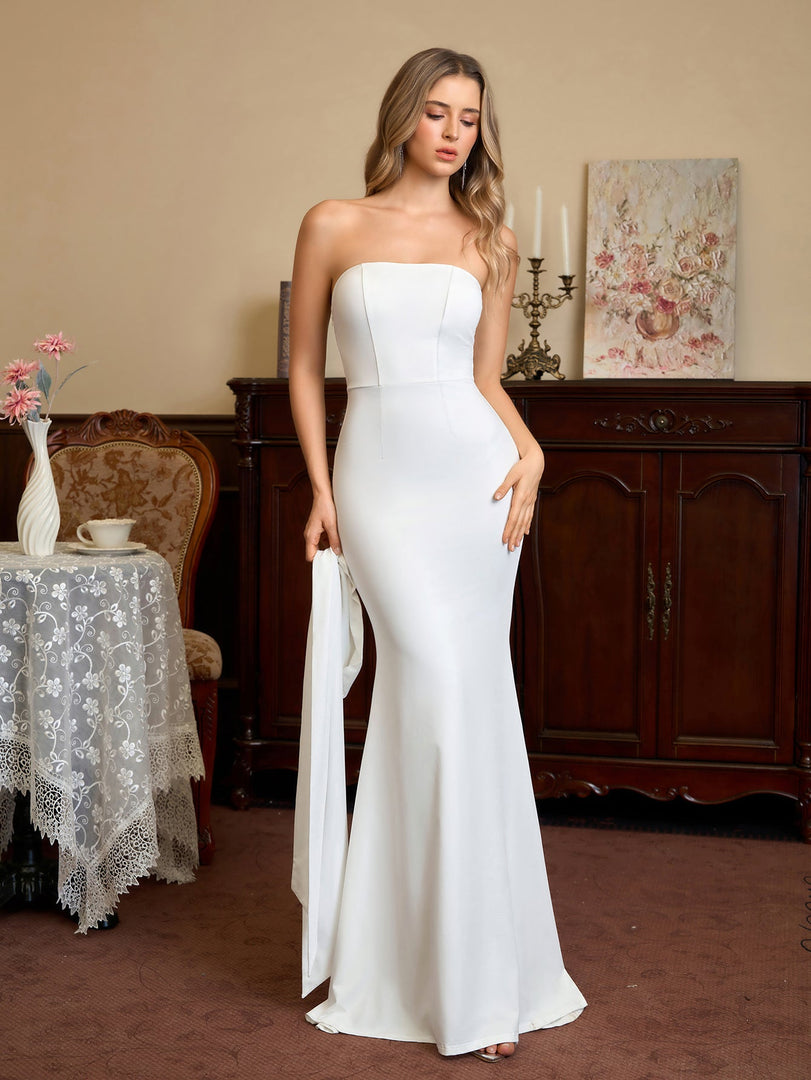 Hanging Neck Ribbon Backless Solid Tube Dress | Bridesmaid Dress