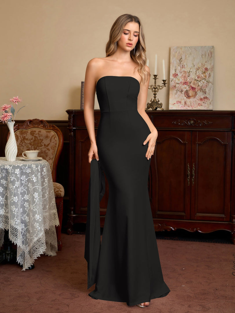 Hanging Neck Ribbon Backless Solid Tube Dress | Bridesmaid Dress