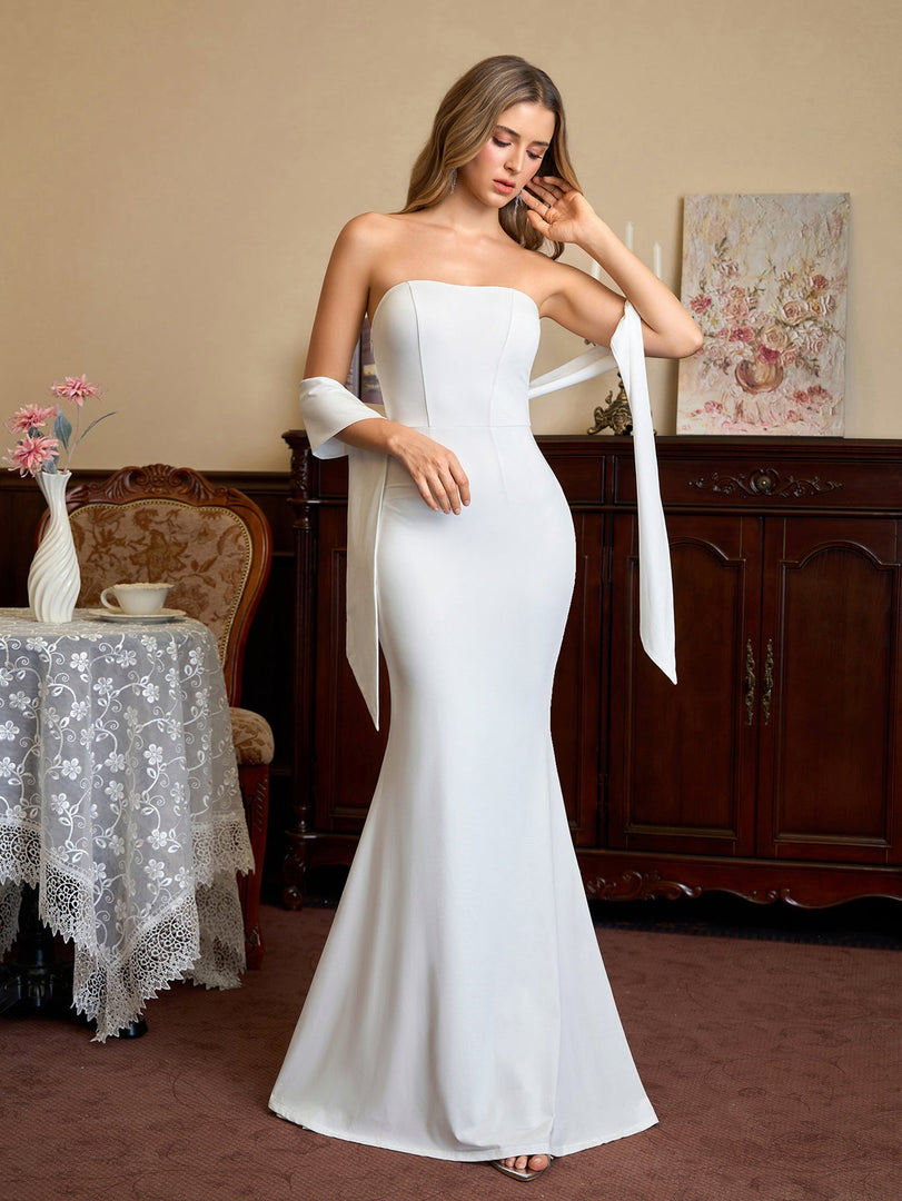 Hanging Neck Ribbon Backless Solid Tube Dress | Bridesmaid Dress