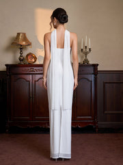 Hanging Neck Ribbon Ruched Split Tube Dress | Wedding Guest Dress