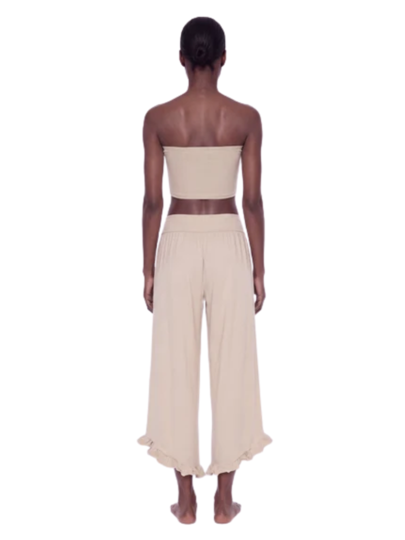 Rufina + Aurora Ruched Tube Top and Wide Leg Pants Yoga Matching Set