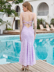Jacquard Crisscross Back Mermaid Hem Cami Dress | Prom Dress
