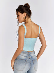 Jacquard Crisscross Front Asymmetrical Hem Top | Formal Event Top