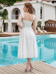Jacquard V-Neck Tie Back Midi Dress | Wedding Guest Dress, Cocktail Dress