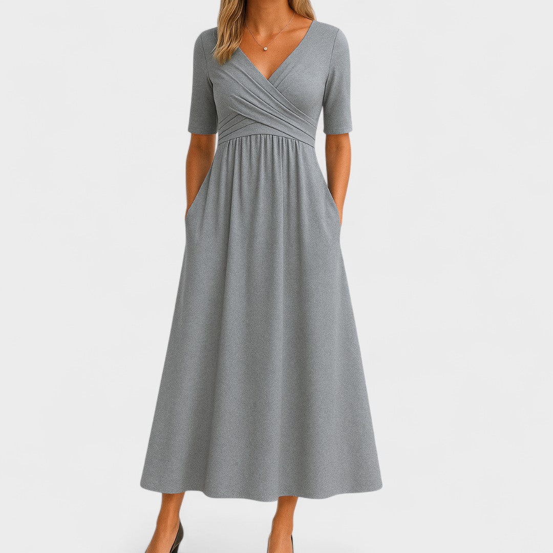Women's Black Semi Formal Dress a Line Wrap Style