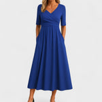 Load image into Gallery viewer, Women's Black Semi Formal Dress a Line Wrap Style
