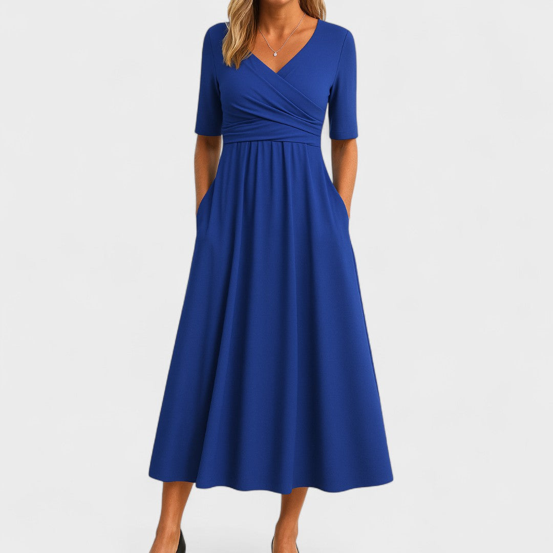 Women's Black Semi Formal Dress a Line Wrap Style