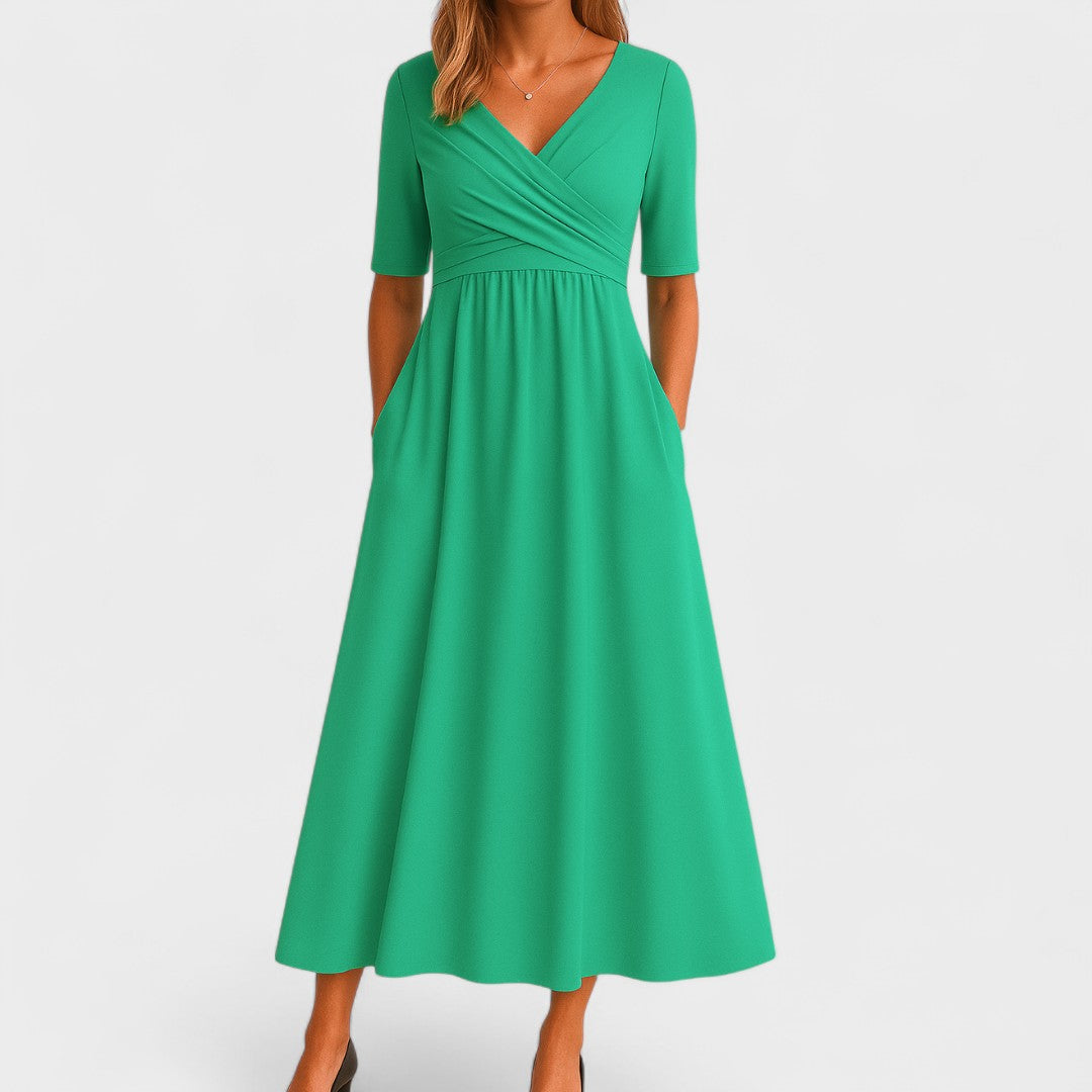 Women's Black Semi Formal Dress a Line Wrap Style