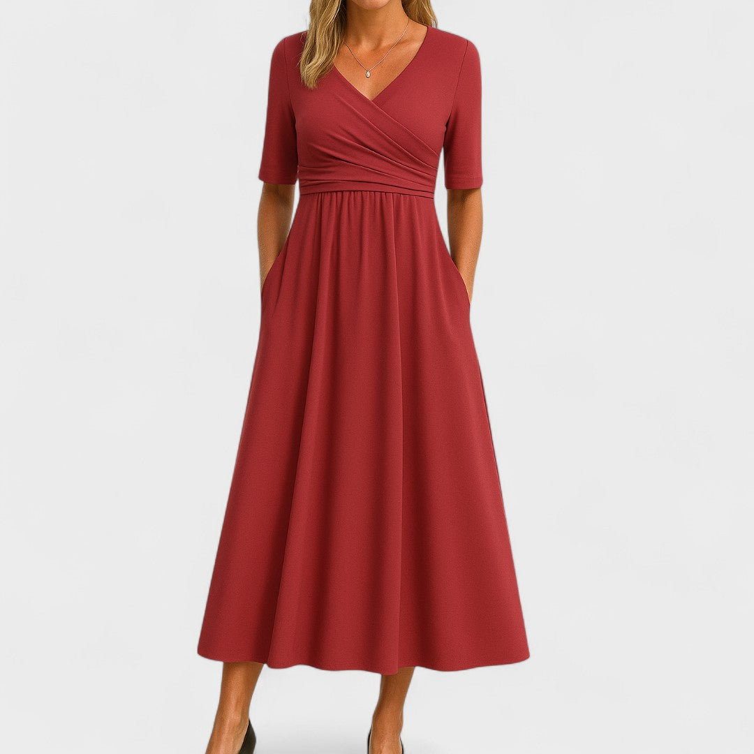 Women's Black Semi Formal Dress a Line Wrap Style