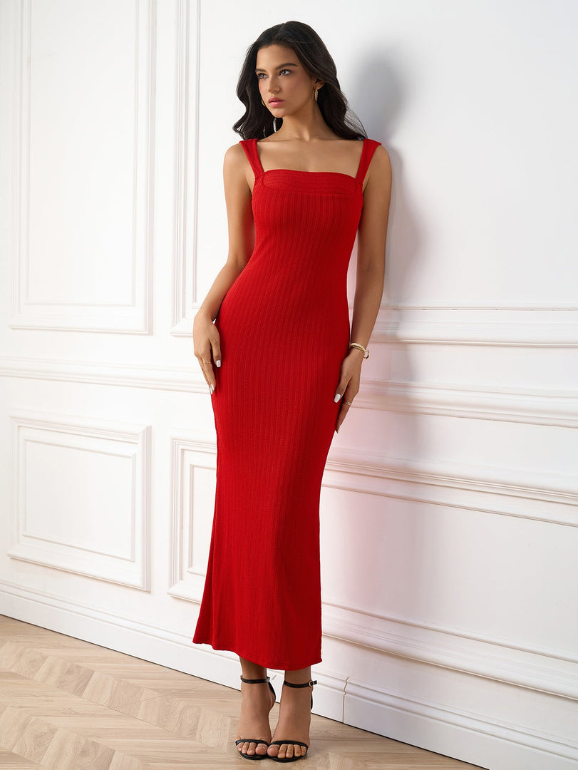 Knit Ribbed Solid Mermaid Dress | Prom Dress