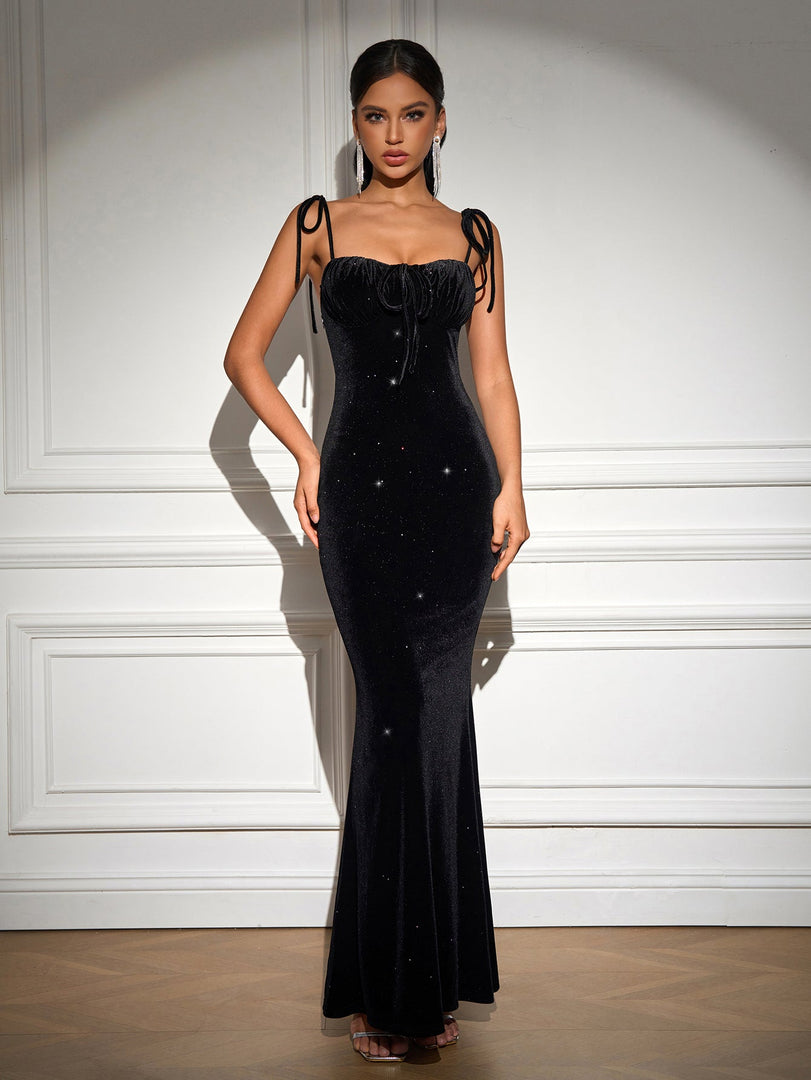 Knot Straps Sequin Tie Front Maxi Dress | Prom Dress, Formal Dress