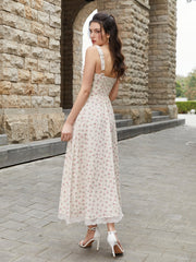 Lace Spliced Tie Front Floral Print Maxi Dress | Wedding Guest Dress, Vacation Dress