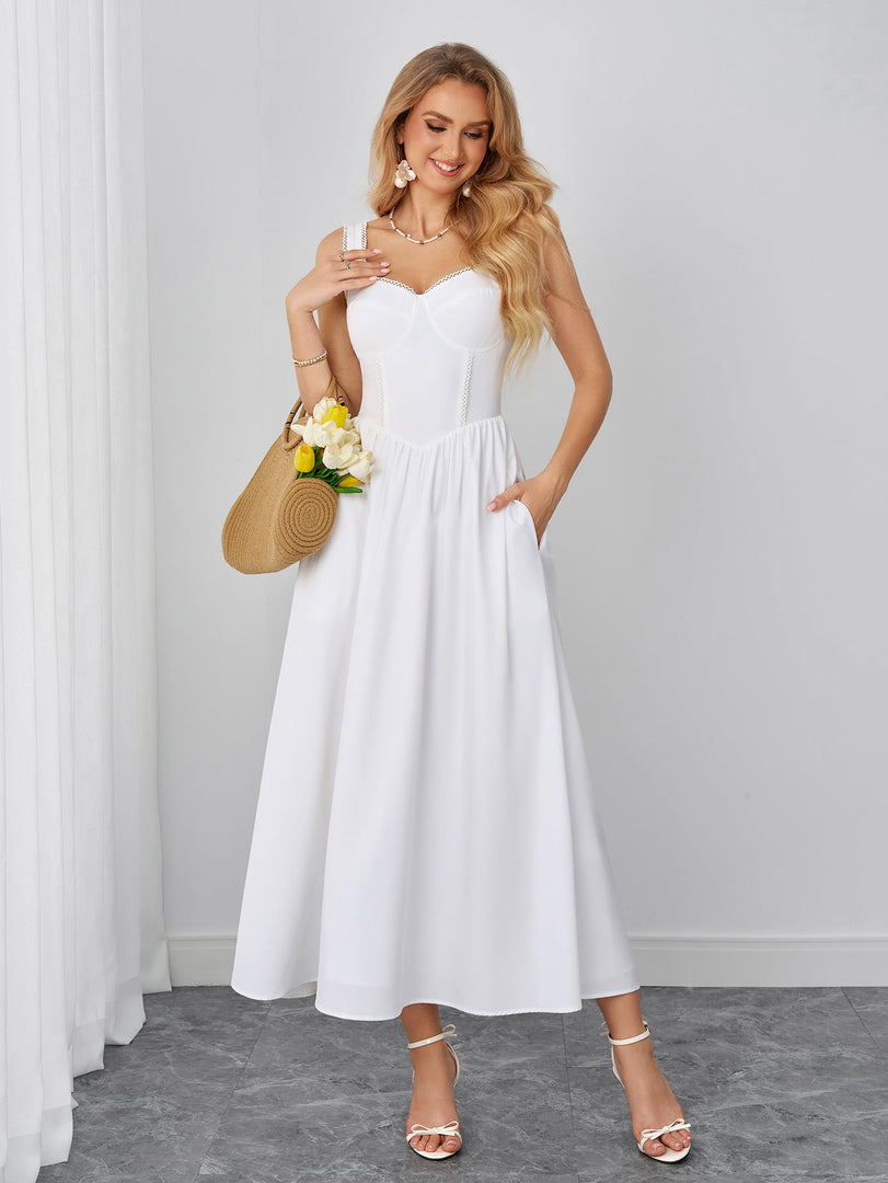 Lace Trim Backless Ruched Solid Maxi Dress | Bridesmaid Dress