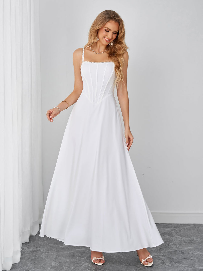 Lace Trim Crisscross Back Corset Cami Dress | Homecoming Dress
