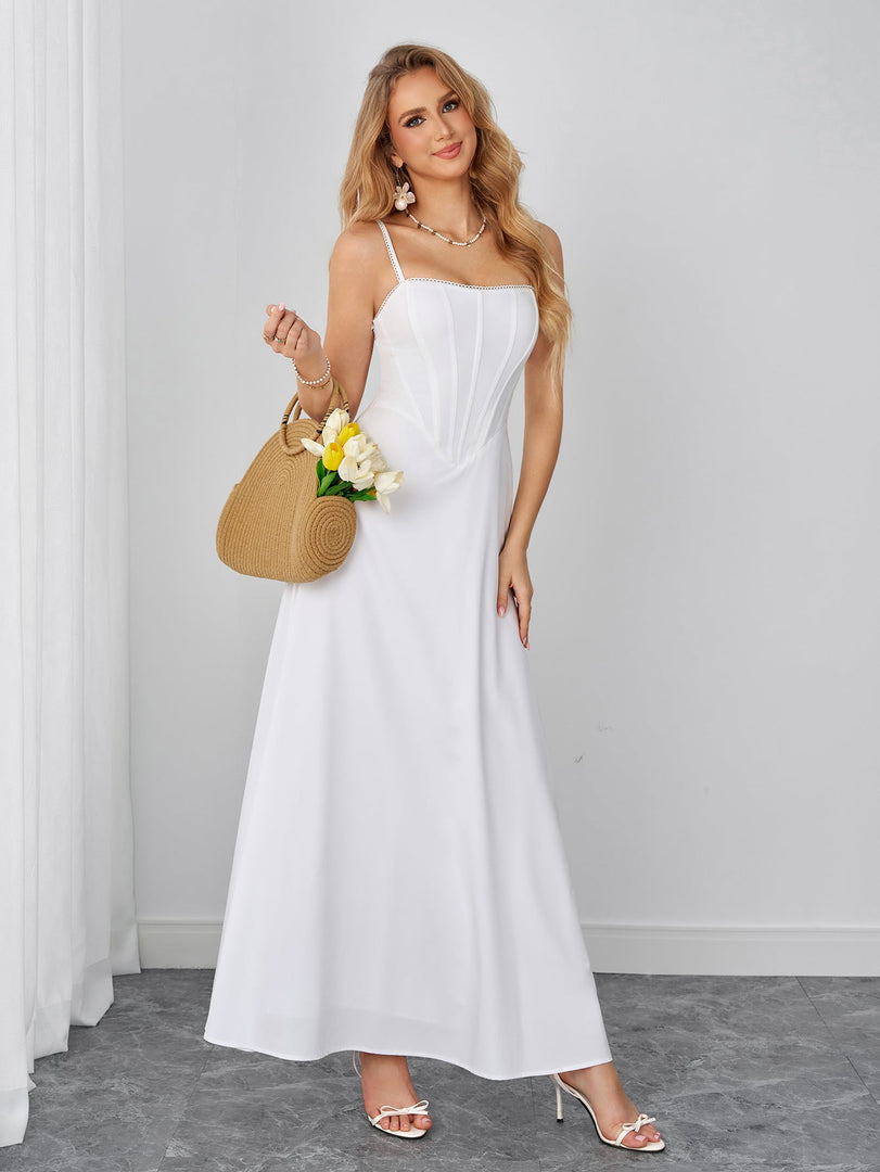 Lace Trim Crisscross Back Corset Cami Dress | Homecoming Dress