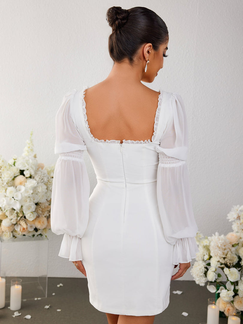 Lantern Sleeve Tie Front Backless Bodycon Dress | Homecoming Dress, Cocktail Dress
