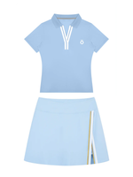Load image into Gallery viewer, Vespera + Viola Block Polo &amp; Contrast Panel Skirt Matching Set
