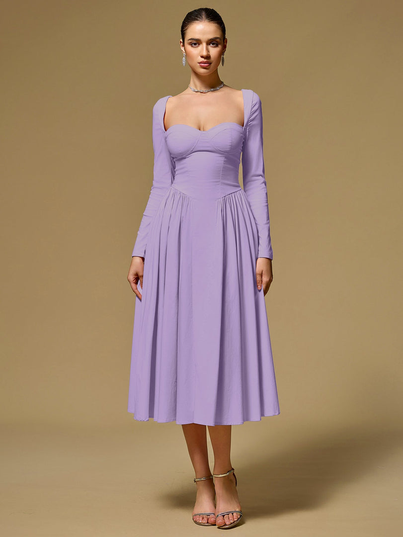 Long Sleeve Tie Back A-Line Dress | Prom Dress