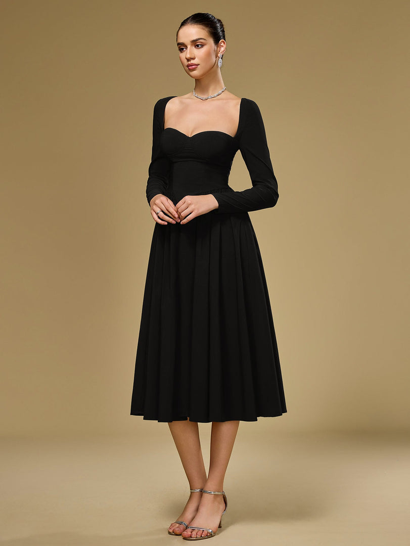Long Sleeve Tie Back A-Line Dress | Prom Dress