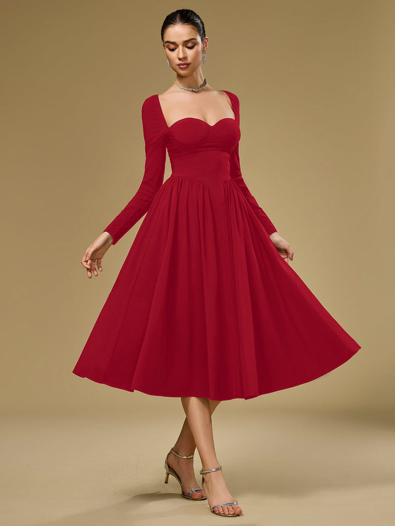 Long Sleeve Tie Back A-Line Dress | Prom Dress