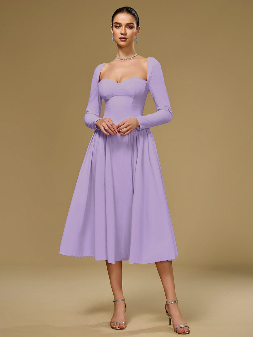 Long Sleeve Tie Back A-Line Dress | Prom Dress
