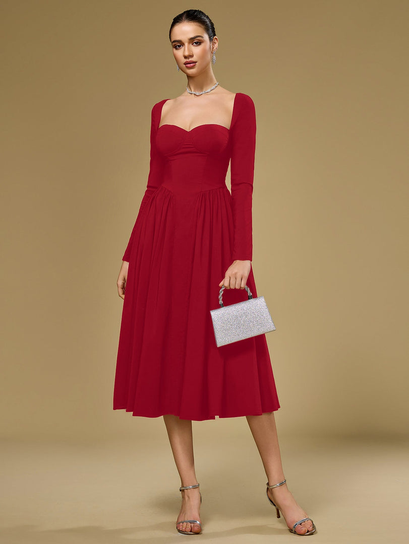 Long Sleeve Tie Back A-Line Dress | Prom Dress