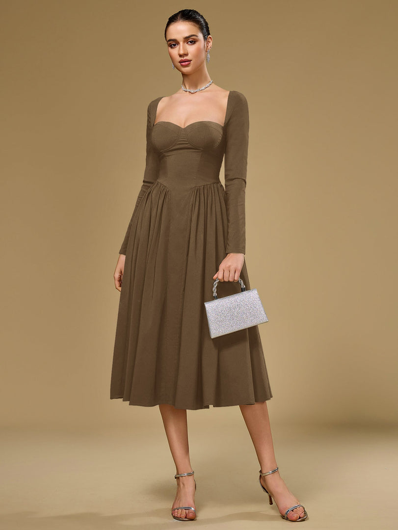 Long Sleeve Tie Back A-Line Dress | Prom Dress