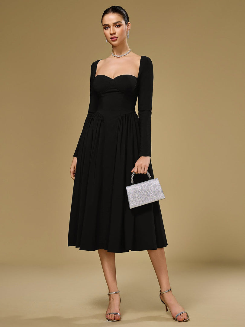 Long Sleeve Tie Back A-Line Dress | Prom Dress
