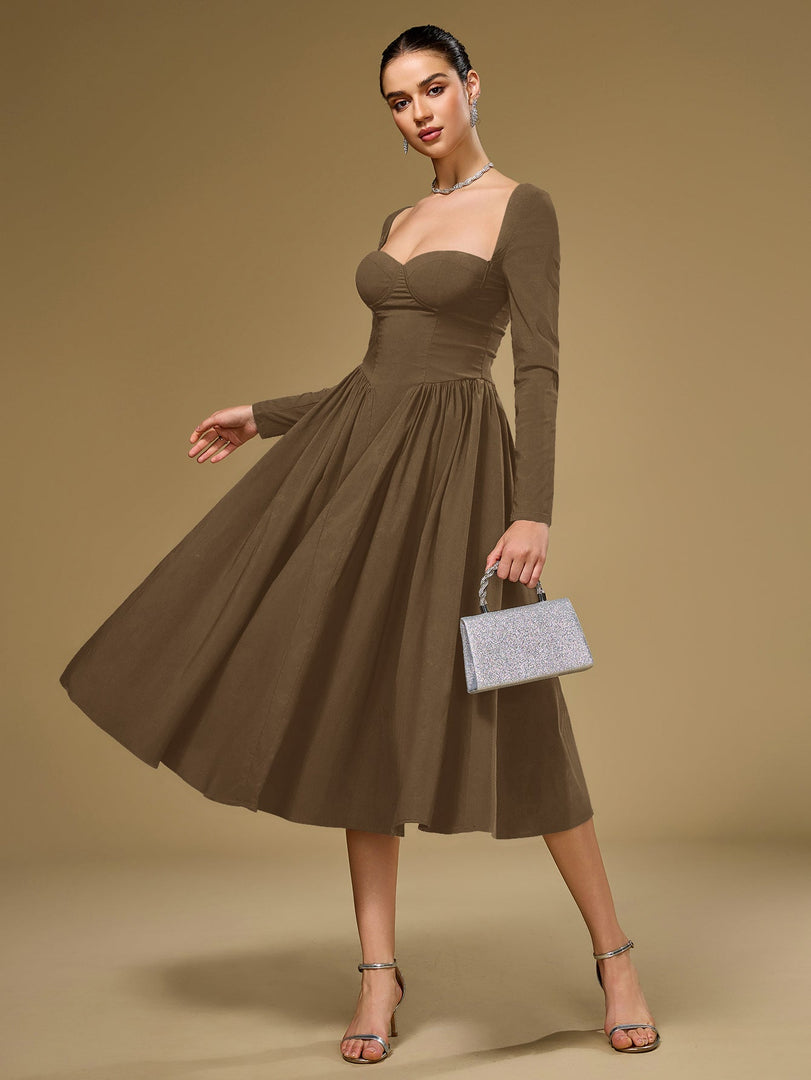 Long Sleeve Tie Back A-Line Dress | Prom Dress