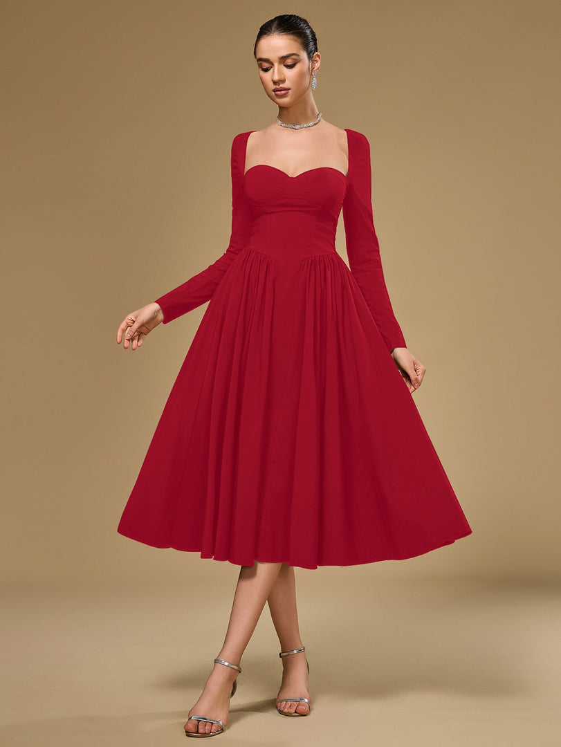 Long Sleeve Tie Back A-Line Dress | Prom Dress