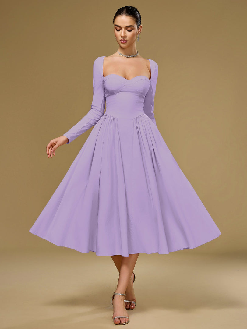 Long Sleeve Tie Back A-Line Dress | Prom Dress