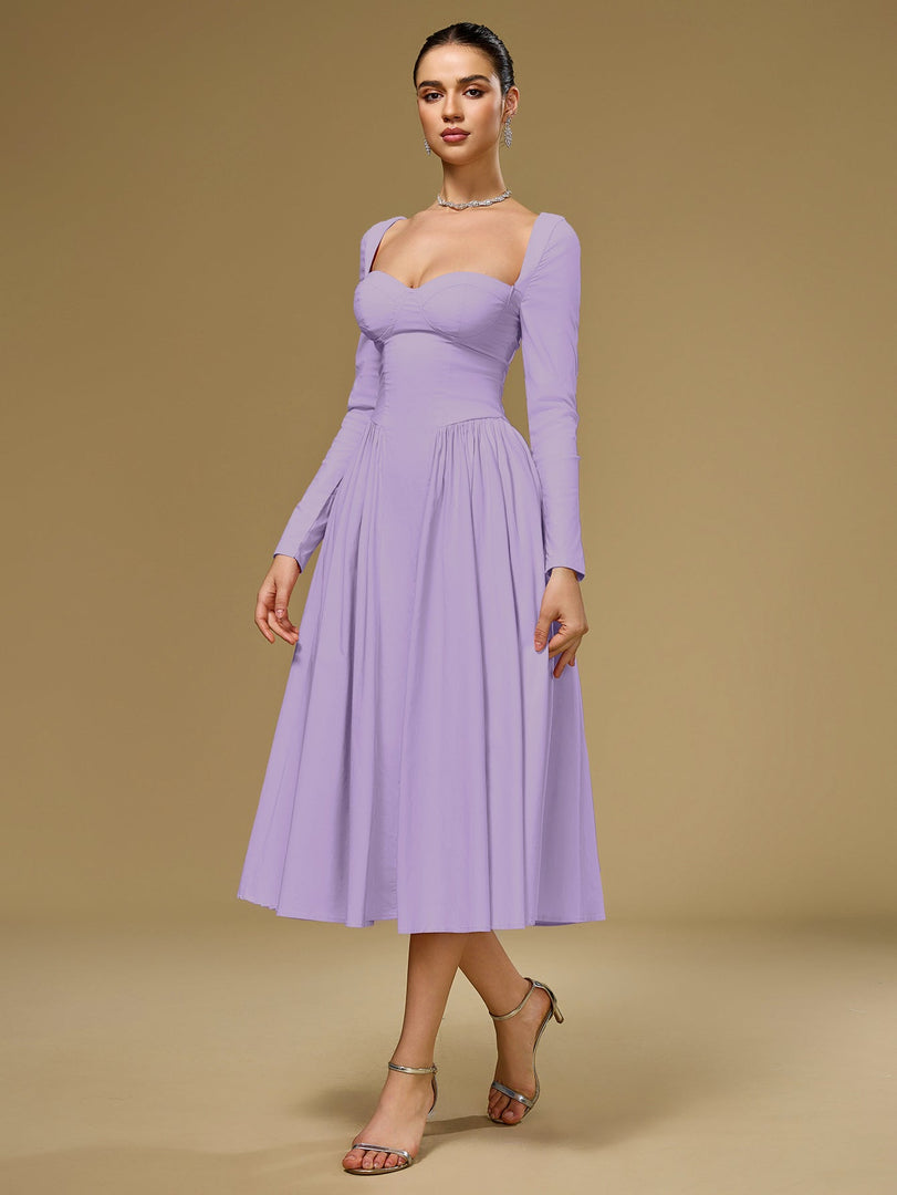 Long Sleeve Tie Back A-Line Dress | Prom Dress
