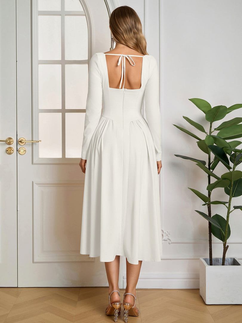 Long Sleeve Tie Back A-Line Dress | Prom Dress