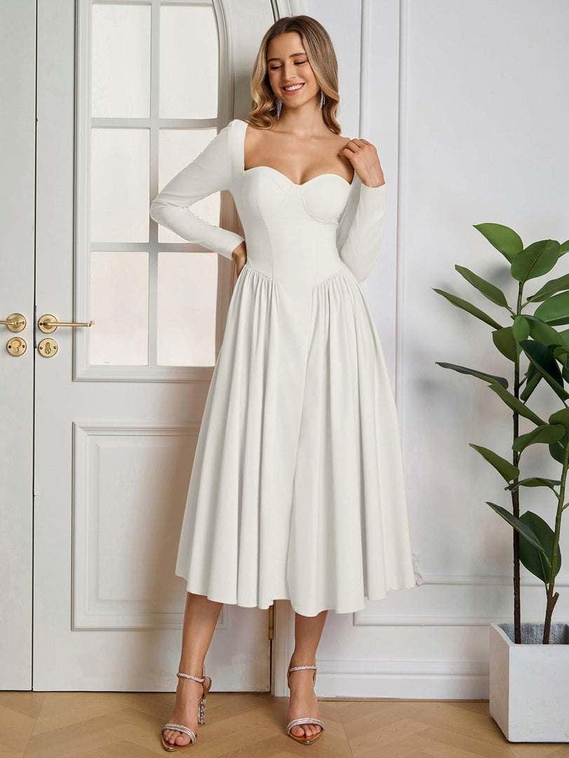 Long Sleeve Tie Back A-Line Dress | Prom Dress