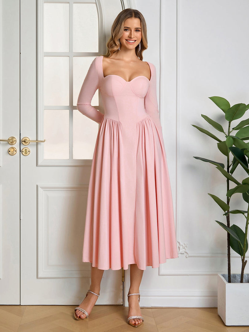 Long Sleeve Tie Back A-Line Dress | Prom Dress