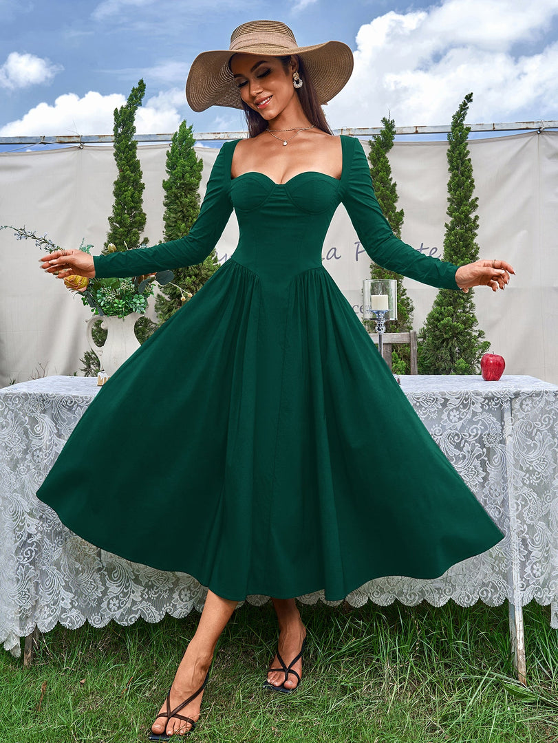 Long Sleeve Tie Back A-Line Dress | Prom Dress