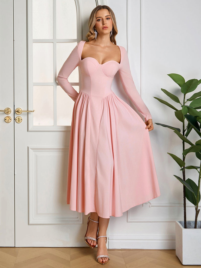 Long Sleeve Tie Back A-Line Dress | Prom Dress