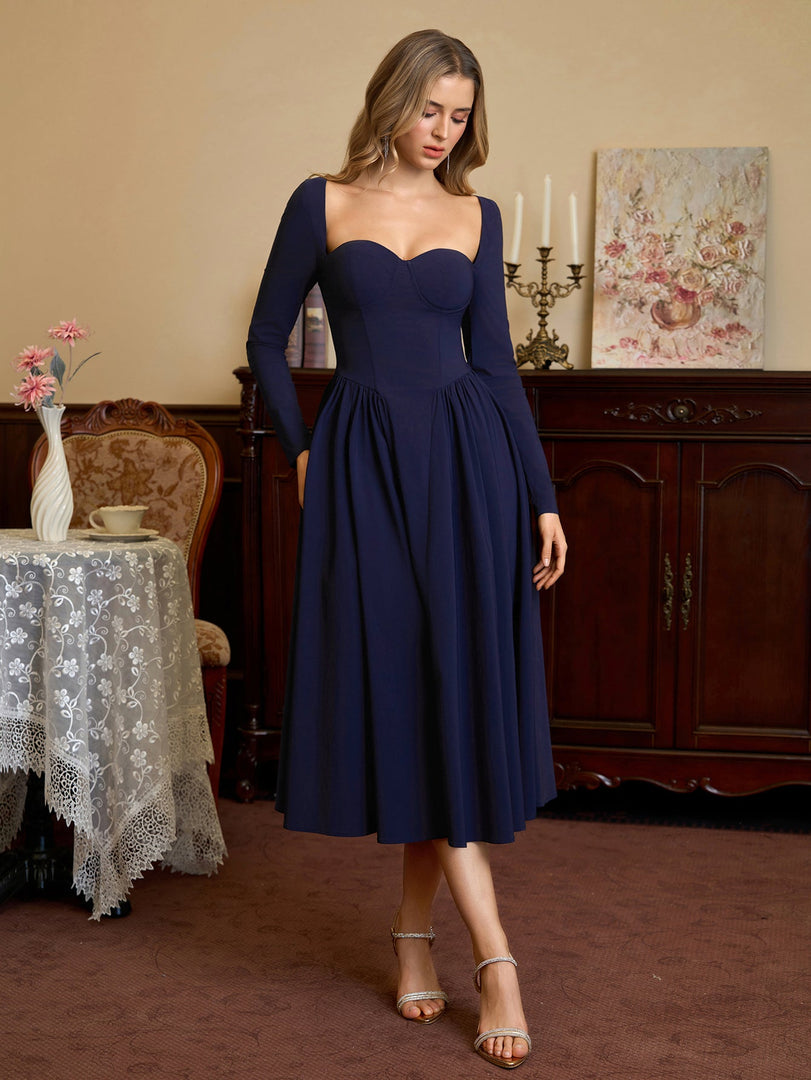 Long Sleeve Tie Back A-Line Dress | Prom Dress
