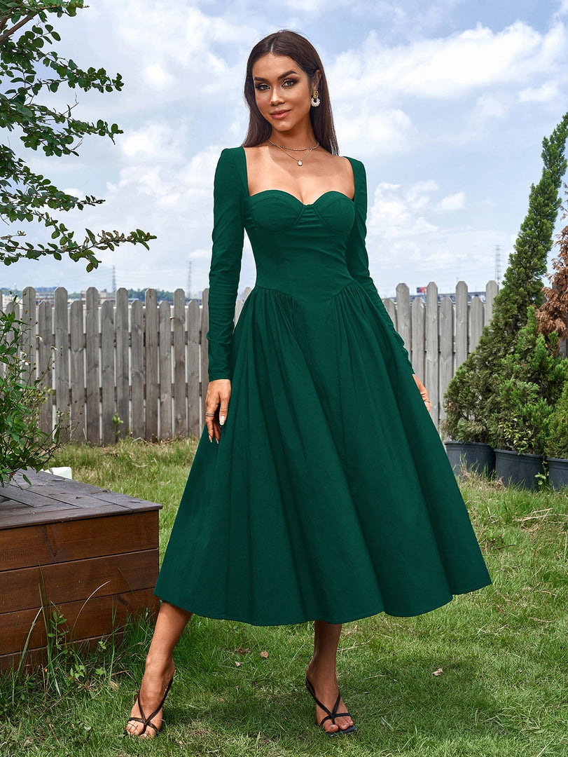 Long Sleeve Tie Back A-Line Dress | Prom Dress
