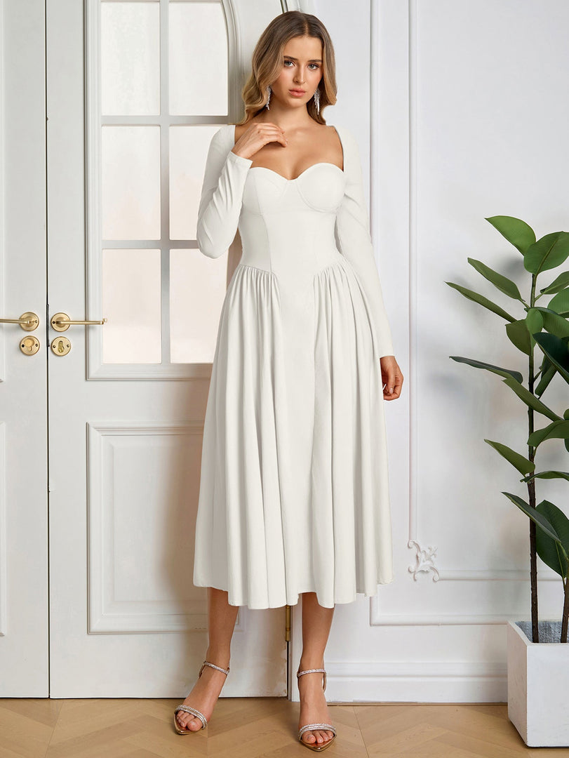 Long Sleeve Tie Back A-Line Dress | Prom Dress